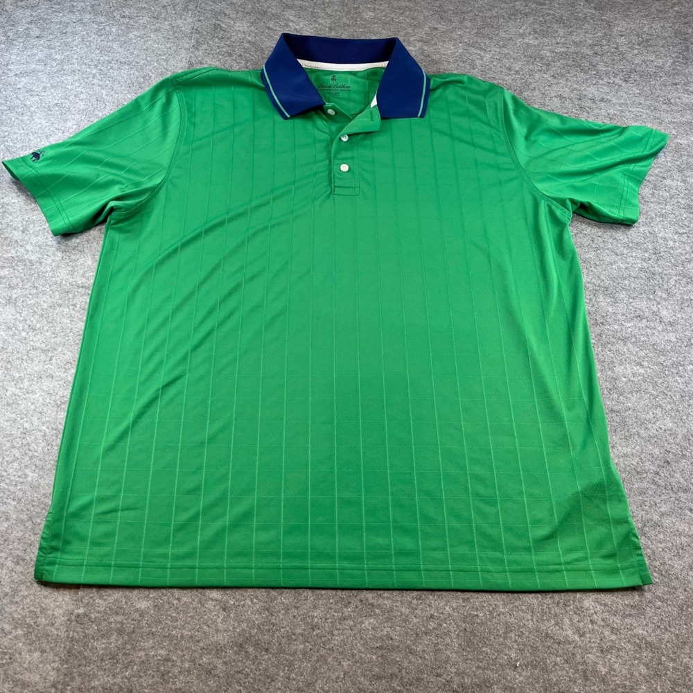 Brooks Brothers Mens Performance‎ Polo Green Preppy Golf XXL Short Sleeve Grid